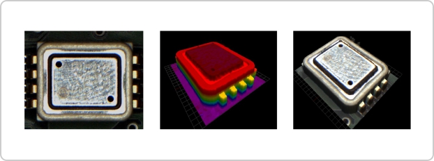 Рис. 8 - Изображение 2D/3D OMNI-VISION&reg;. Благодаря эффекту Moir&eacute; оператор получает на мониторе 3D-изображение, а также необходимые измерения, заранее указанные в рабочей программе.