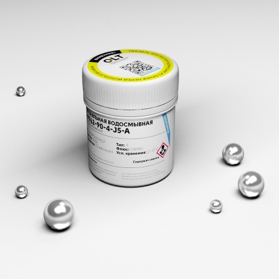 Водосмывная паяльная паста, для поверхностного монтажа QLT-P762-90-4-J5-A , Sn62Pb36Ag2 тип 3/4/5 с протектором коррозии, 500г