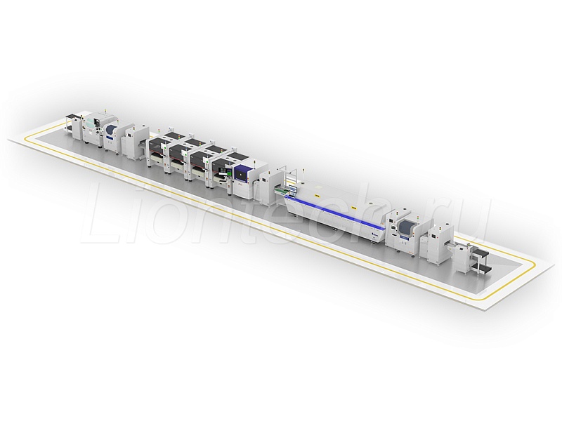 Автоматическая линия SMT-оборудования с SPI и AOI для сборки многономенклатурных плат производительностью 200 000комп/час