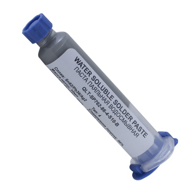 Водосмываемая паяльная паста для дозирования, свинцовая, серебросодержащая QLT-SP762-B, тип 4/5, 10мл/шприц